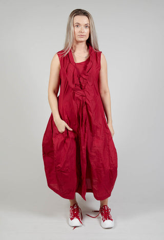 Sleeveless Dress with Neckline Detail in Chili