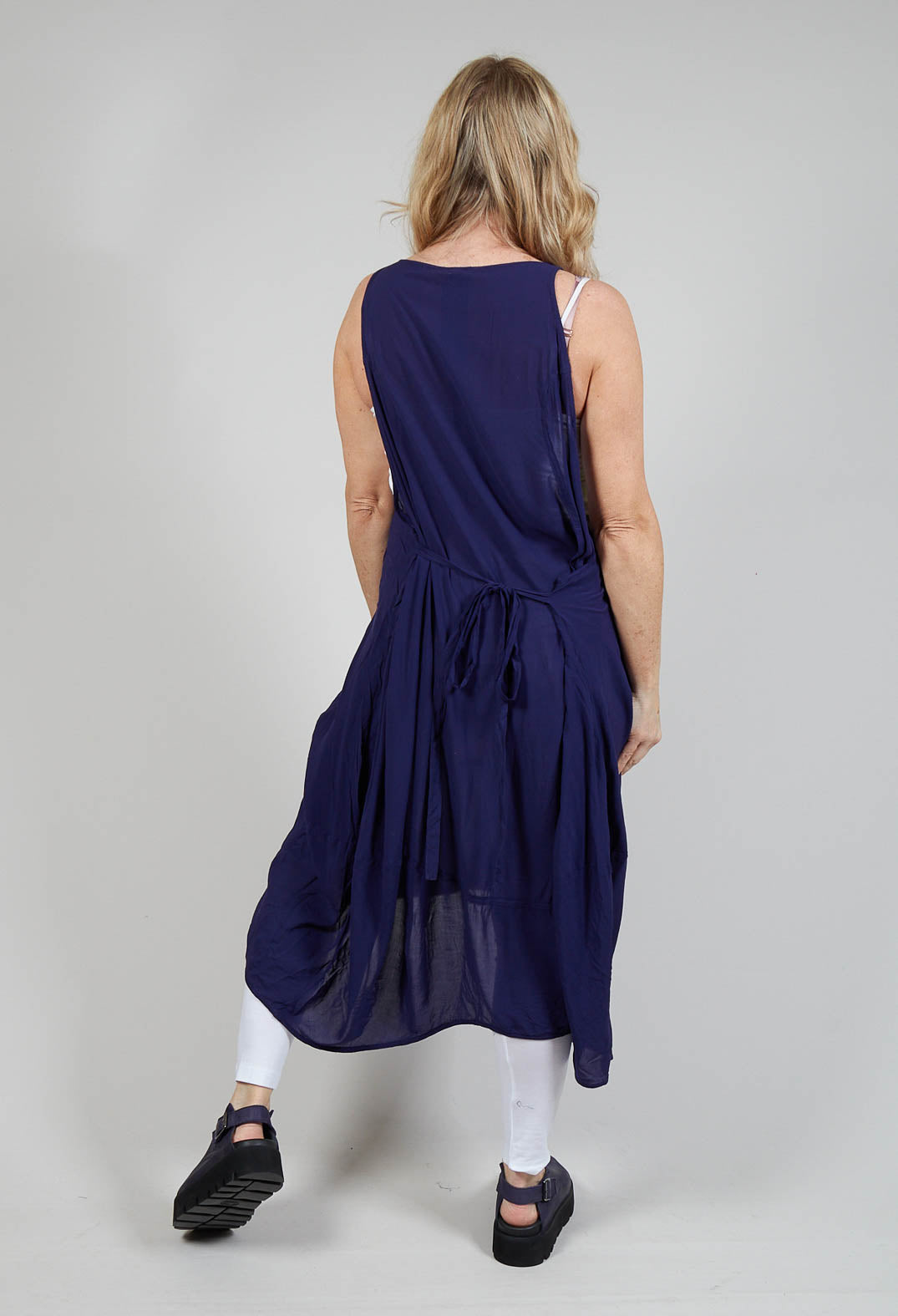 Sleeveless Jersey Dress with Asymmetric Hem in Azur
