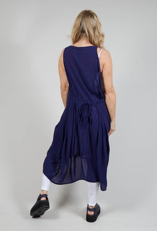 Sleeveless Jersey Dress with Asymmetric Hem in Azur