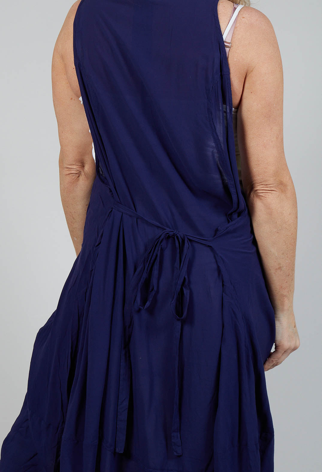 Sleeveless Jersey Dress with Asymmetric Hem in Azur
