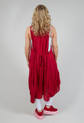 Sleeveless Jersey Dress with Asymmetric Hem in Chili