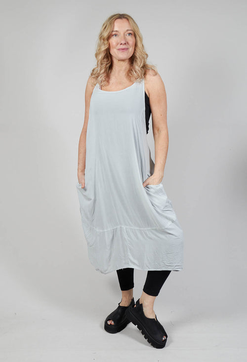 Sleeveless Jersey Dress with Asymmetric Hem in Grey