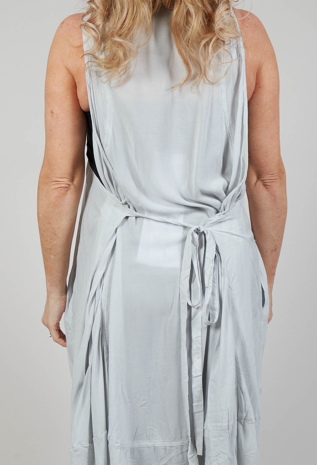 Sleeveless Jersey Dress with Asymmetric Hem in Grey