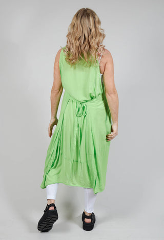 Sleeveless Jersey Dress with Asymmetric Hem in Lime