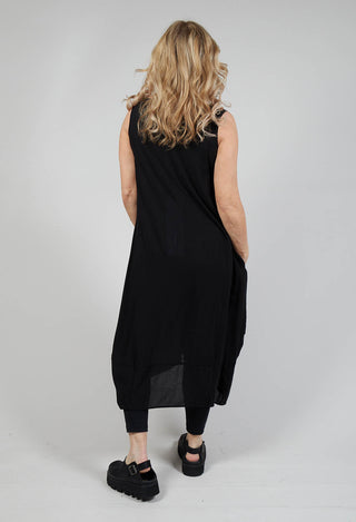 Sleeveless Jersey Dress with Tulip Hem in Black