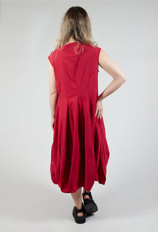 Sleeveless Jersey Dress with Tulip Hem in Chili