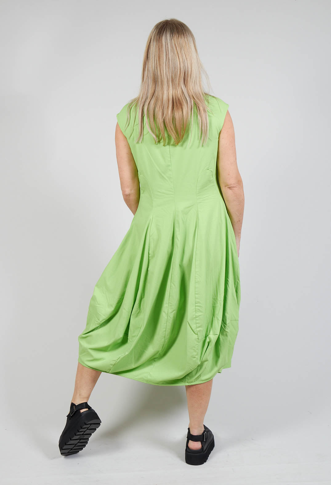 Sleeveless Jersey Dress with Tulip Hem in Lime