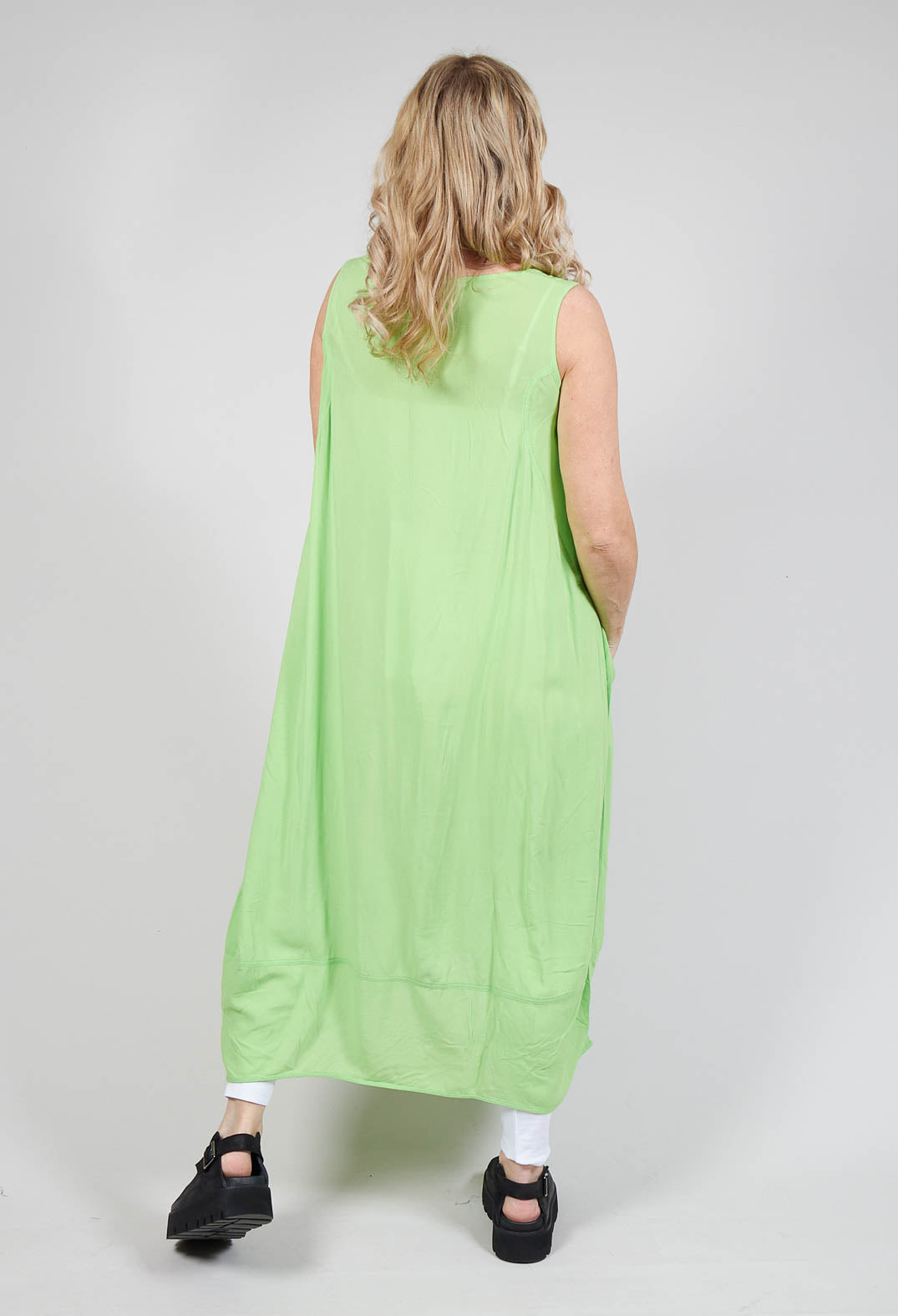 Sleeveless Jersey Dress with Tulip Hem in Lime
