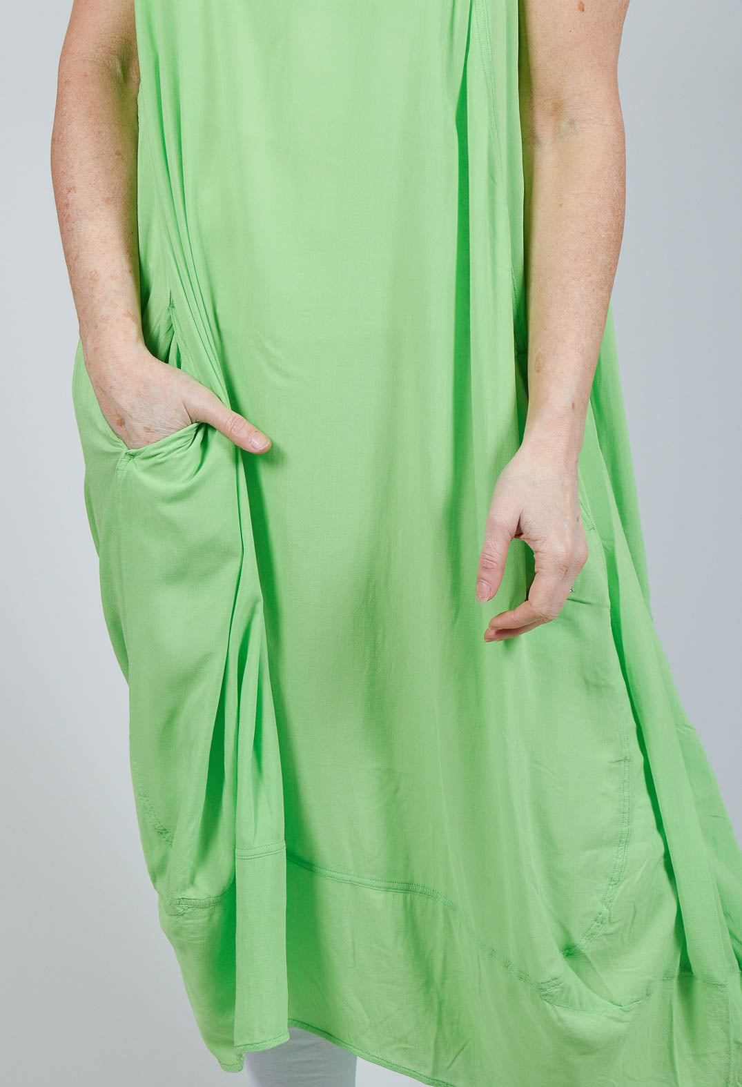 Sleeveless Jersey Dress with Tulip Hem in Lime