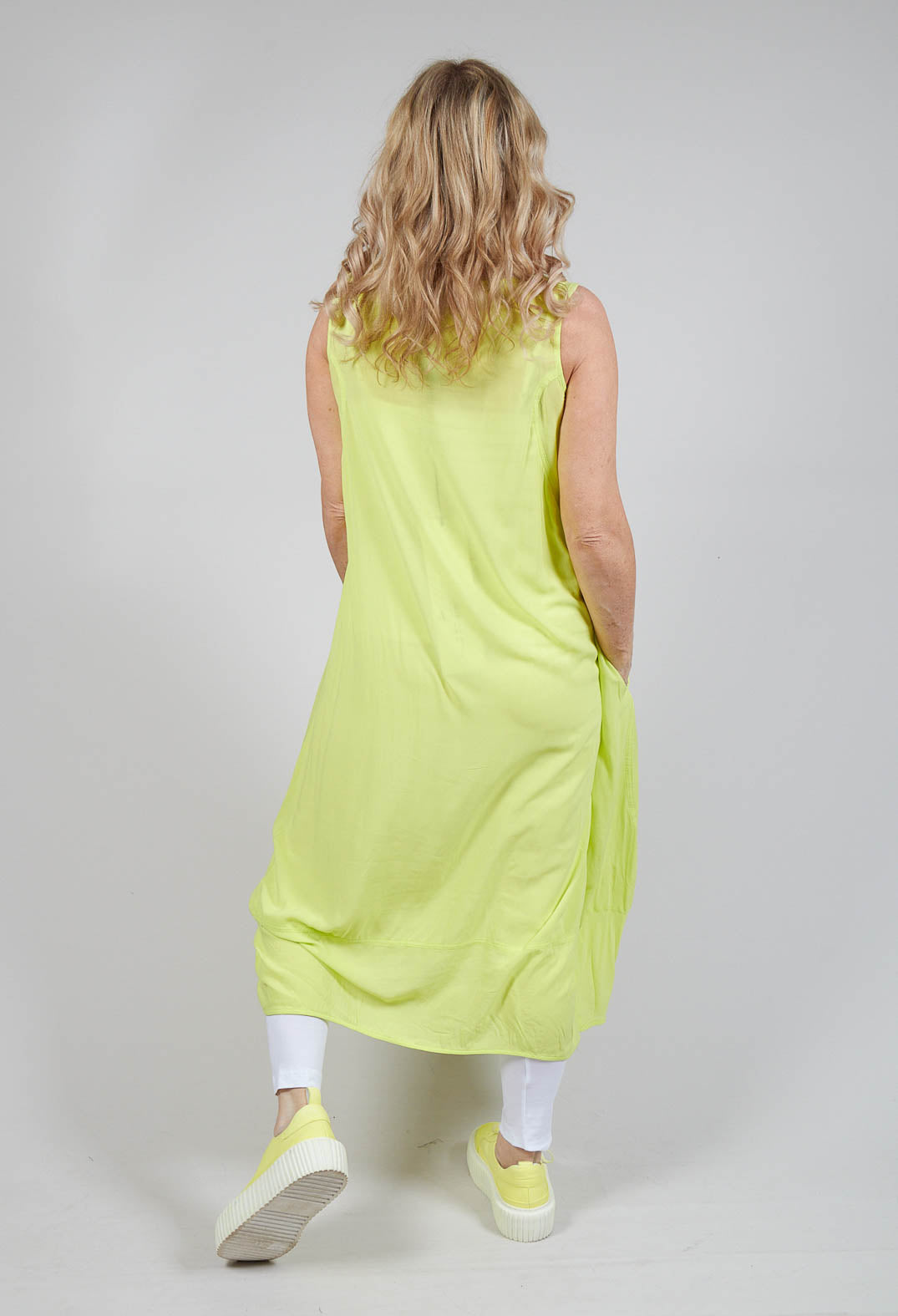 Sleeveless Jersey Dress with Tulip Hem in Sun