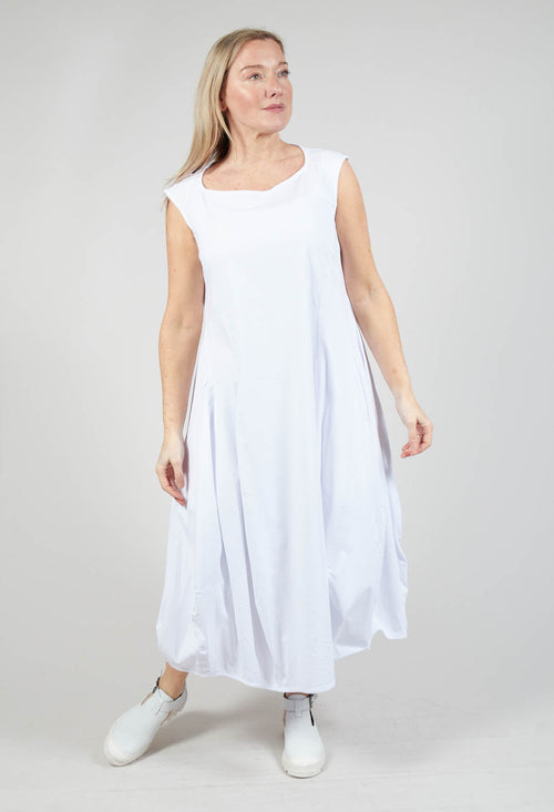 Sleeveless Jersey Dress with Tulip Hem in White
