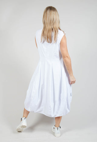 Sleeveless Jersey Dress with Tulip Hem in White