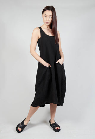 Sleeveless Linen Dress in Black