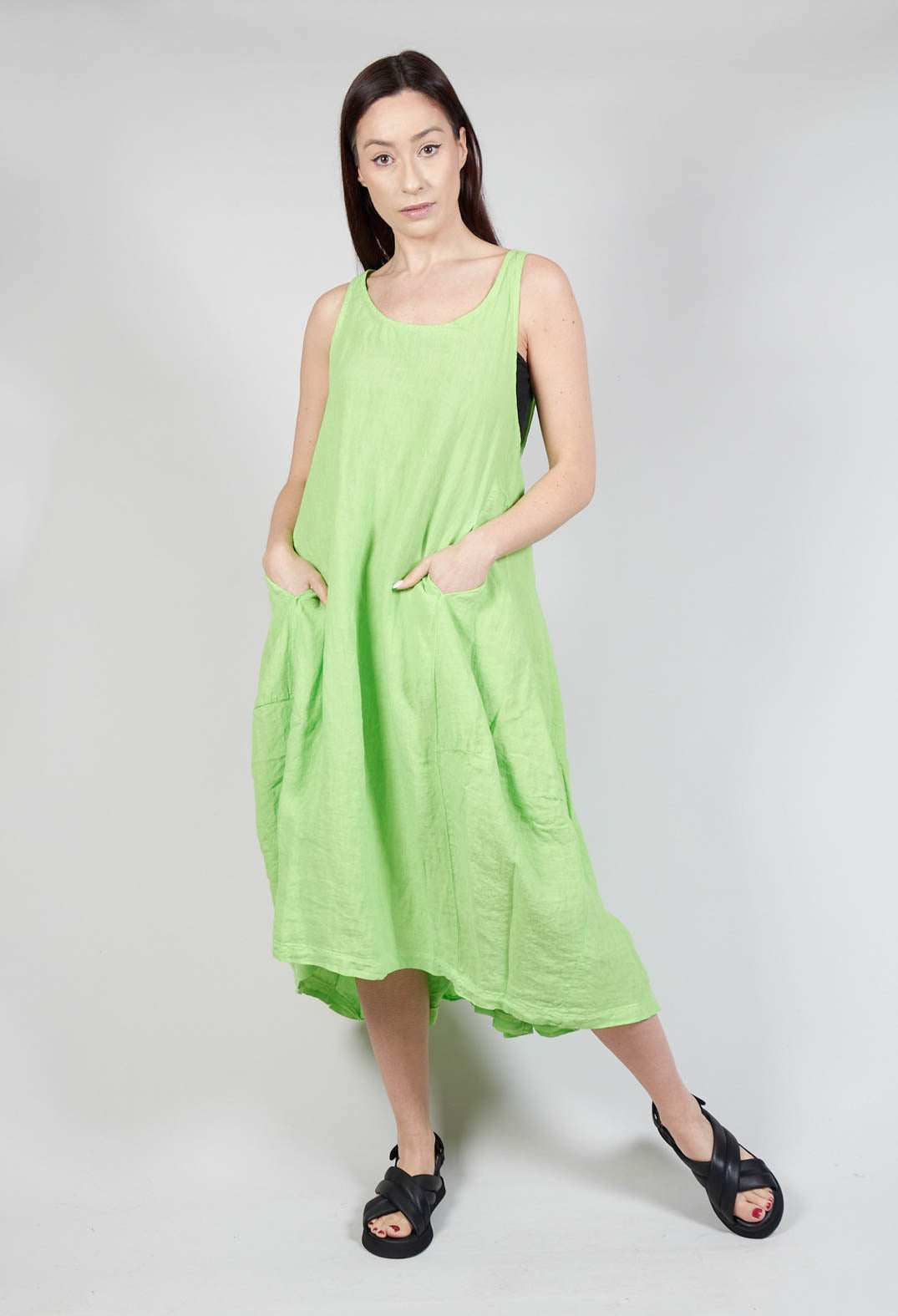 Sleeveless Linen Dress in Lime