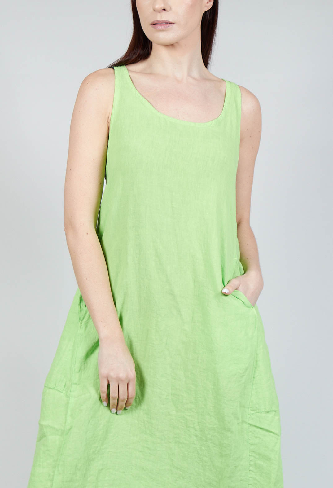 Sleeveless Linen Dress in Lime