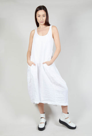 Sleeveless Linen Dress in White