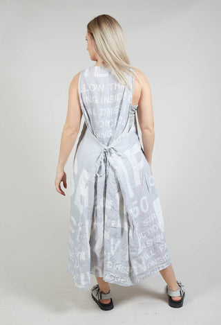 Sleeveless Linen Dress with Large Lettering in Grey Print
