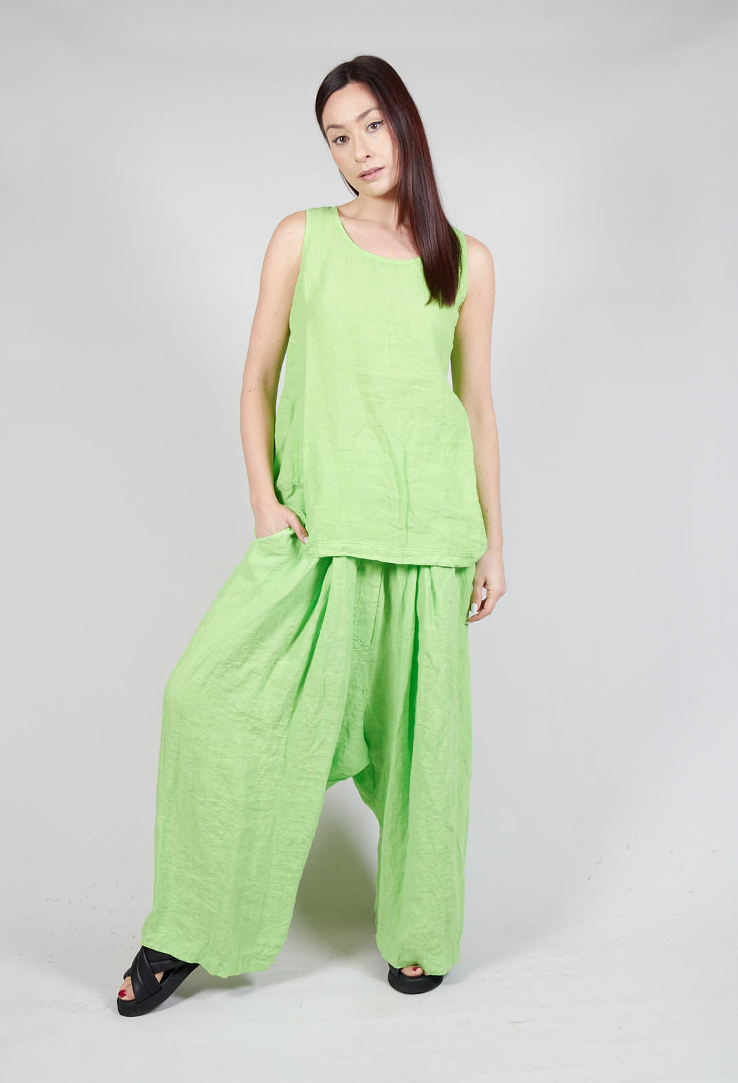 Sleeveless Linen Top in Lime