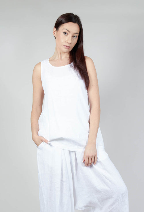 Sleeveless Linen Top in White