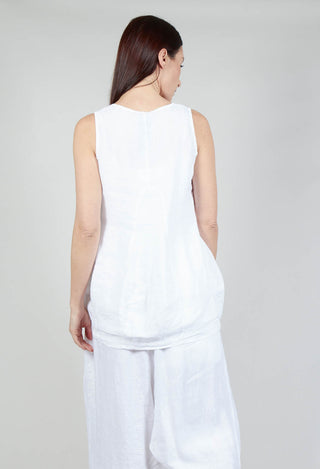 Sleeveless Linen Top in White