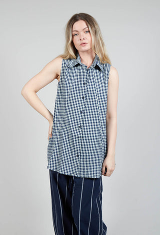 Sleeveless Shirt in Checker Blue