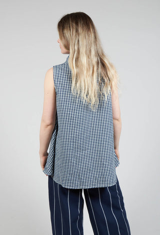 Sleeveless Shirt in Checker Blue