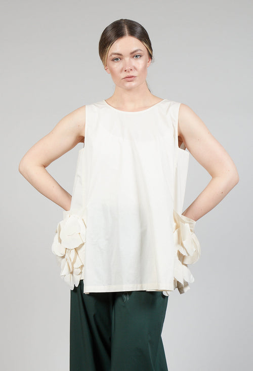 Sleeveless Top with Side Frill Feature in Cream