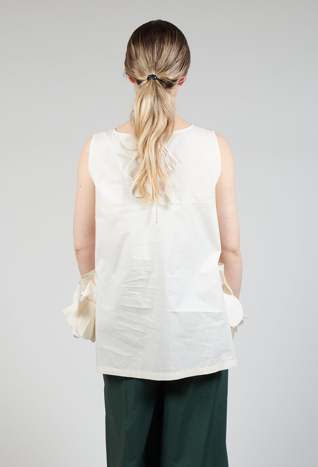 Sleeveless Top with Side Frill Feature in Cream