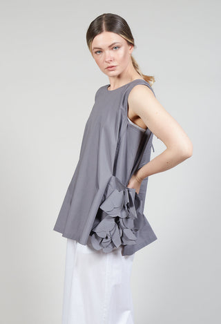 Sleeveless Top with Side Frill Feature in Grey Purple