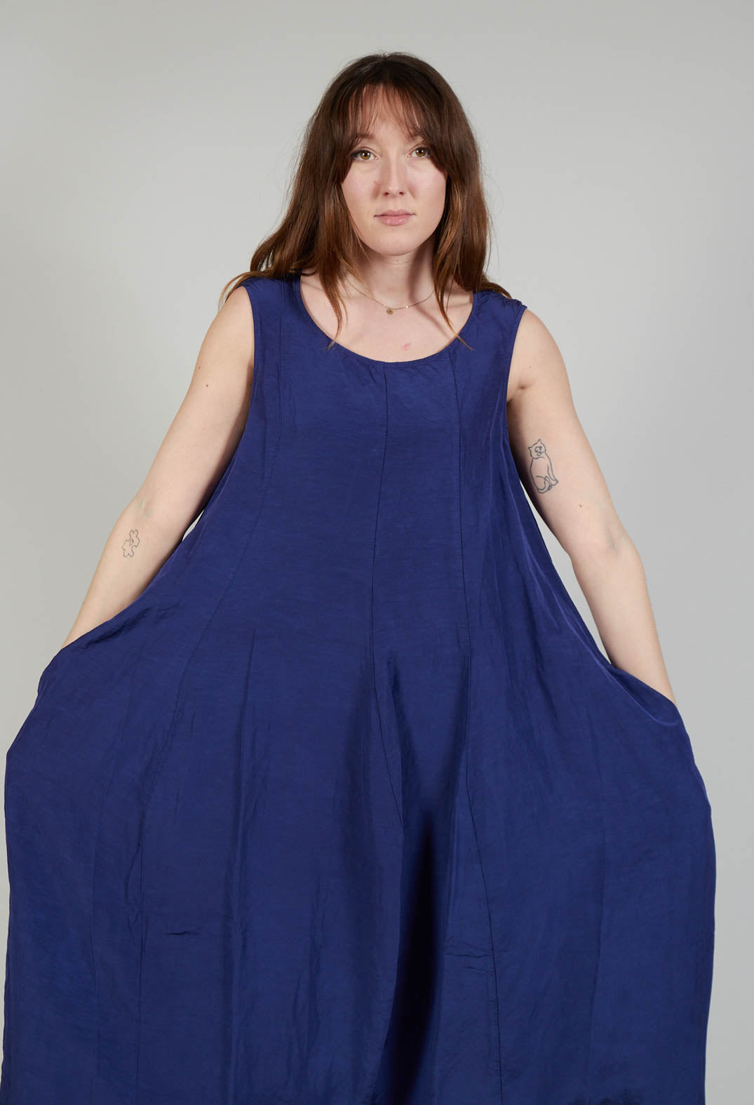 Sleeveless Tulip Hem Dress in Azur