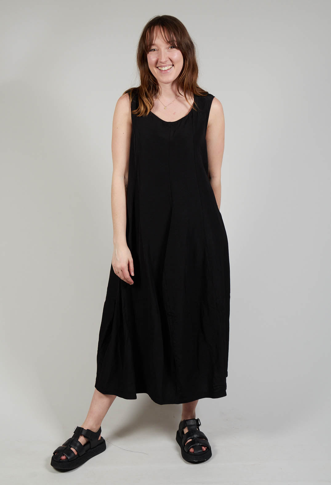 Sleeveless Tulip Hem Dress in Black