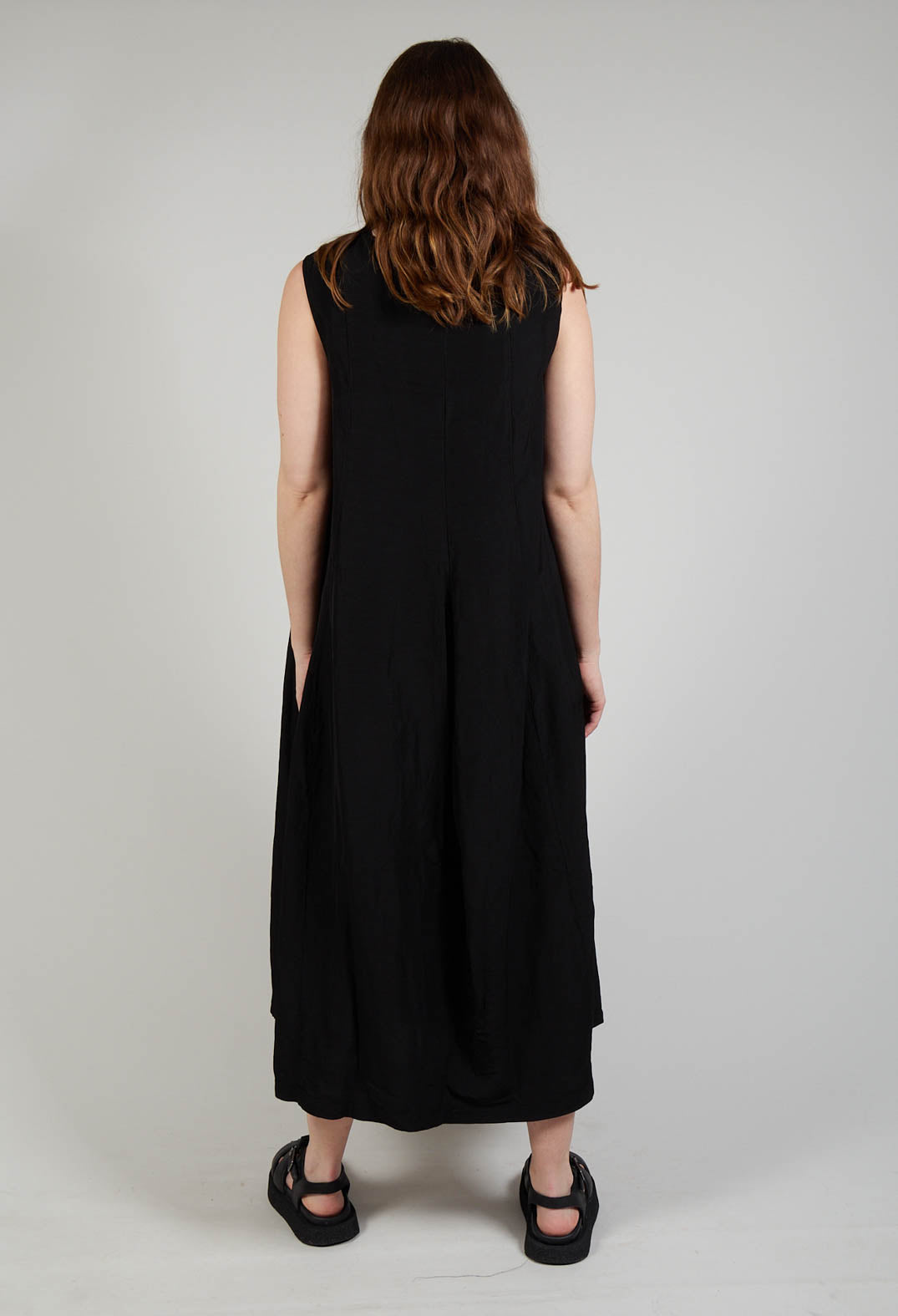 Sleeveless Tulip Hem Dress in Black