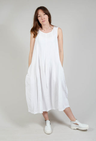 Sleeveless Tulip Hem Dress in White