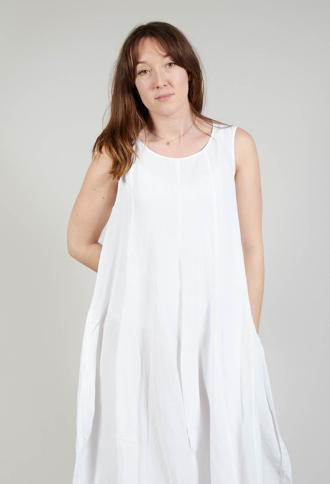 Sleeveless Tulip Hem Dress in White