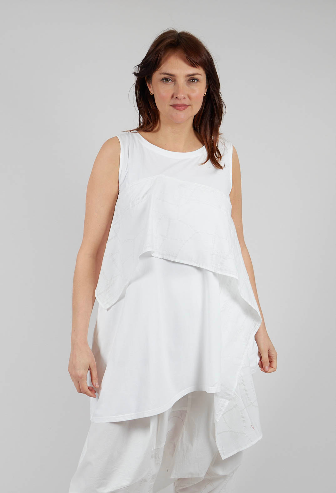 Sleeveless Tunic Dress in White