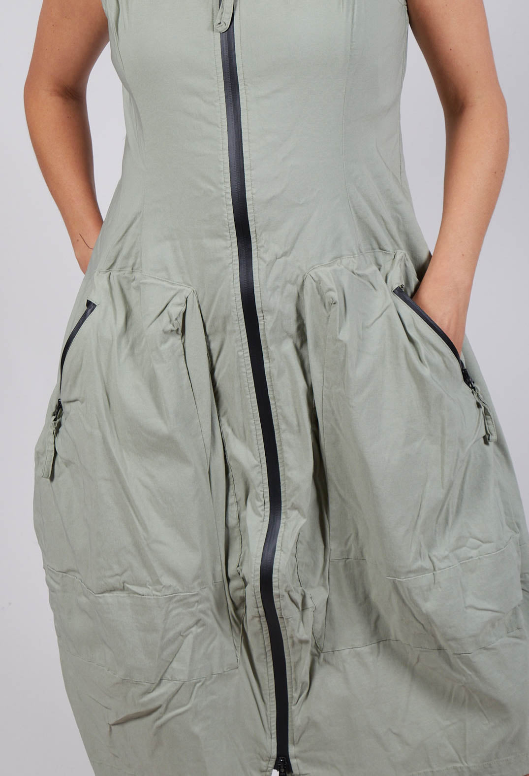 Sleeveless Zip Through Dress in Defender