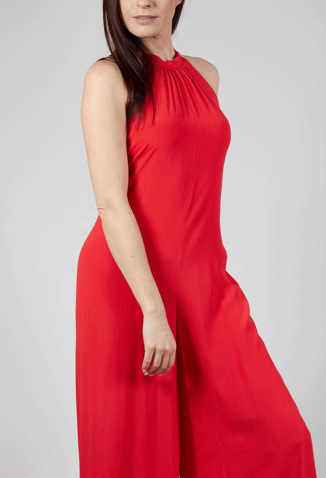 Silk-Blend Crepe Jumpsuit in Red