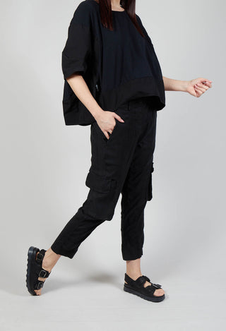 Slim Cargo Style Trousers in Black