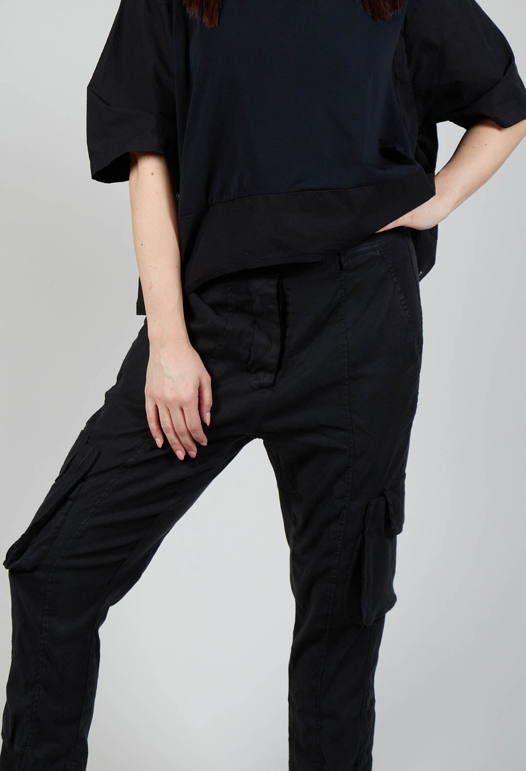Slim Cargo Style Trousers in Black