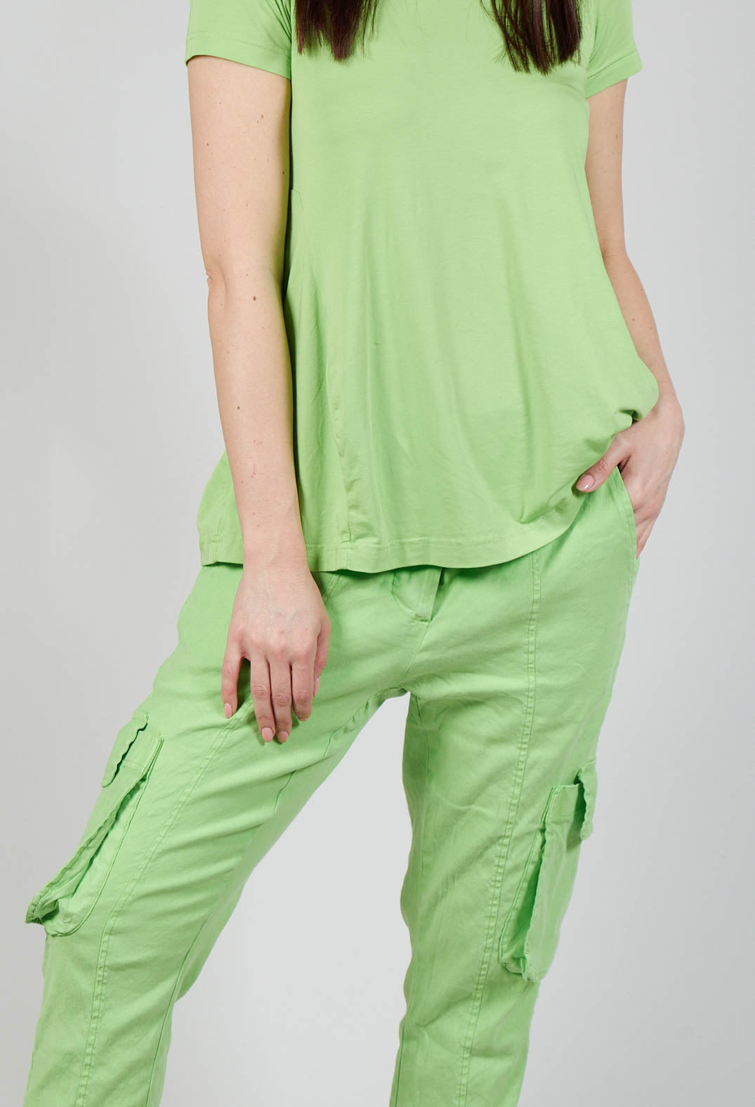 Slim Cargo Style Trousers in Lime