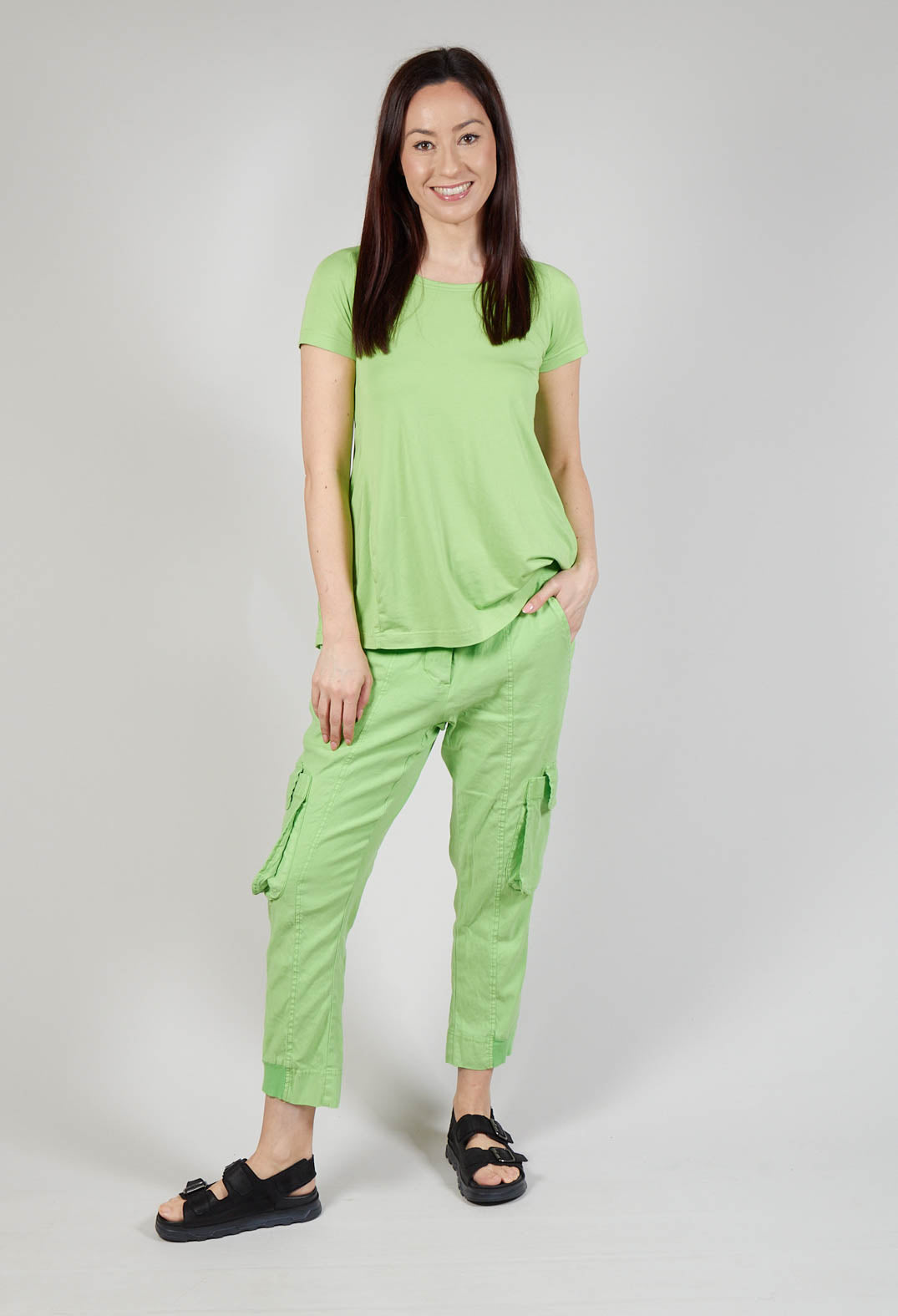 Slim Cargo Style Trousers in Lime