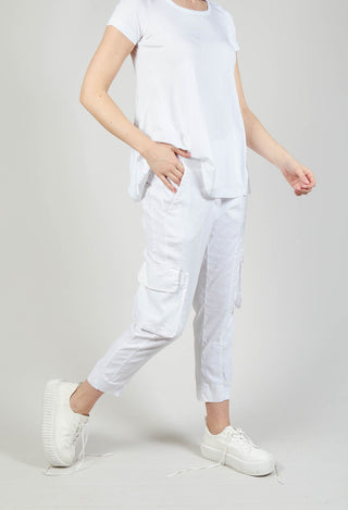 Slim Cargo Style Trousers in White