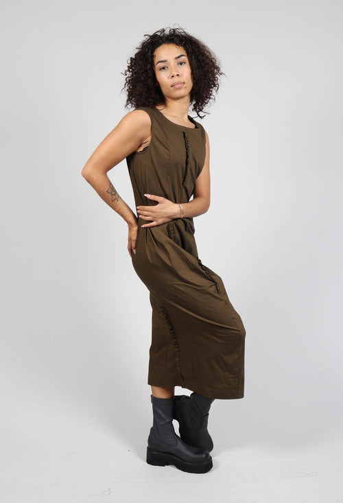 Slim Fit Dress with Ruffle Detail in Bronze
