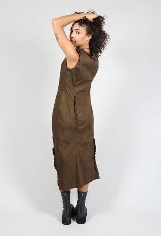 Slim Fit Dress with Ruffle Detail in Bronze