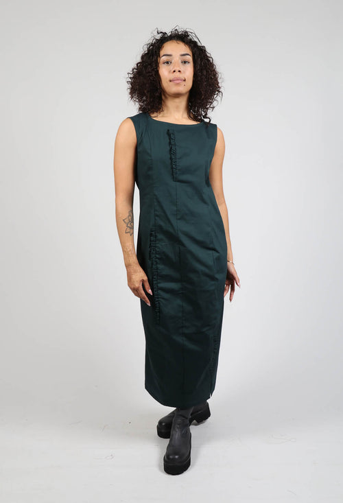 Slim Fit Dress with Ruffle Detail in Forest
