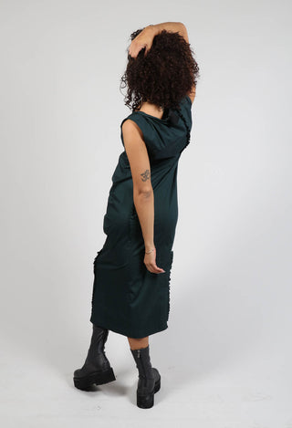 Slim Fit Dress with Ruffle Detail in Forest