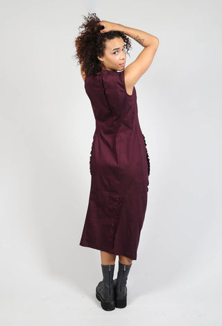 Slim Fit Dress with Ruffle Detail in Ruby