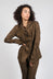 Slim Fit Jacket with Ruffle Detail in Bronze