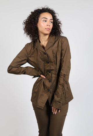 Slim Fit Jacket with Ruffle Detail in Bronze