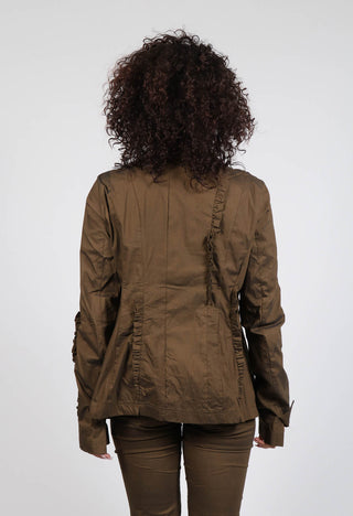 Slim Fit Jacket with Ruffle Detail in Bronze